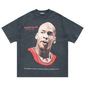 350 gsm cotton Michael Jordan MJ Chicago Bulls Black Graphic T-Shirt